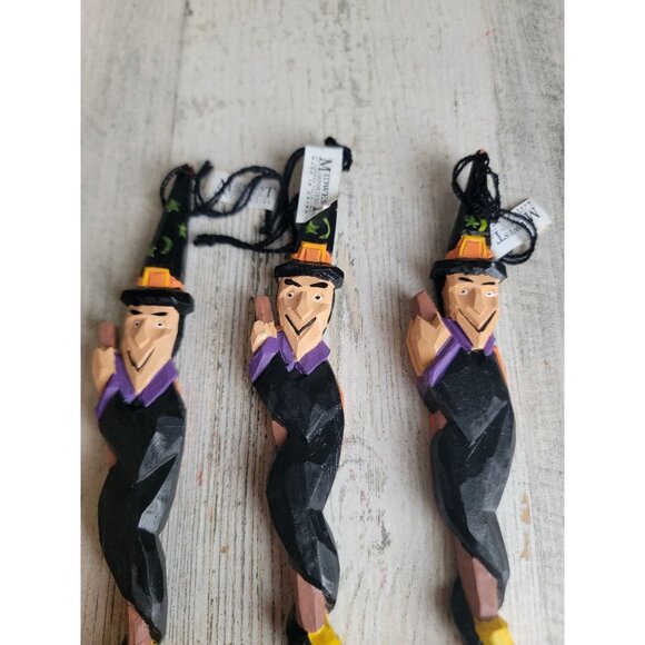 Midwest Canyon Falls folk art which broom set Halloween ornament - Picture 3 of 5